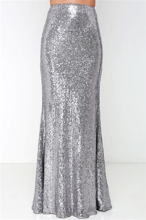 Sexy Silver Skirt Sequin Skirt Maxi Skirt