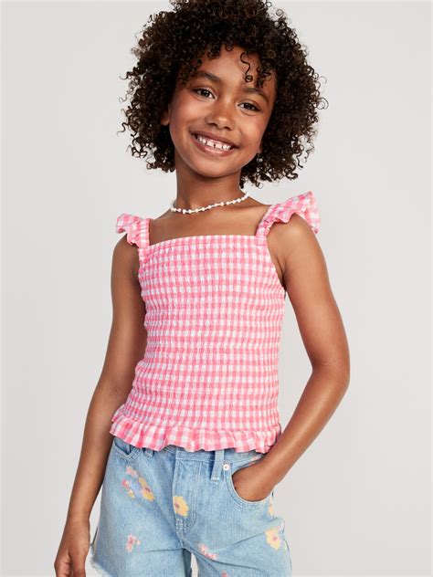 Printed Flutter Sleeve Smocked Top For Girls Old Navy