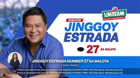 Estrada Jinggoy Pmp Paid Tv Ad 2022 30s Abs Cbn Version Youtube