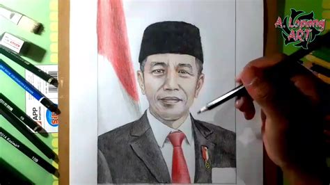 Menggambar Joko Widodo Presiden Republik Indonesia Colored Pencil