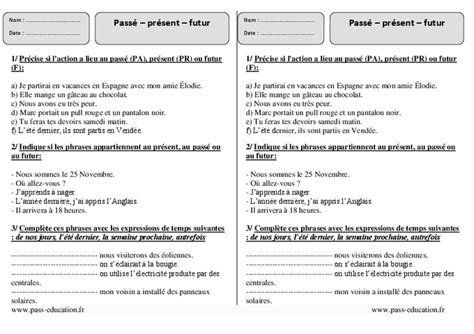 Passé Présent Futur Ce2 Exercices Corrigés Pass Education