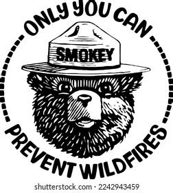 Only You Can Prevent Wildfires Bear Stock Vector Royalty Free