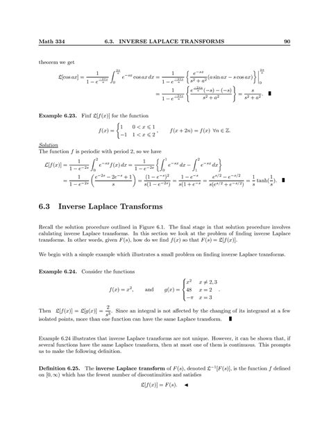 Inverse Laplace Transform Math 334 6 INVERSE LAPLACE TRANSFORMS 90