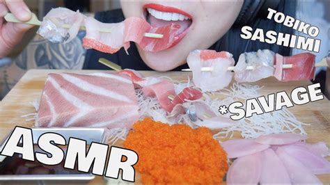 Asmr Fatty Most Delicious Tuna Sashimi Tobiko Eggs Eating Sounds No Talking Sas Asmr