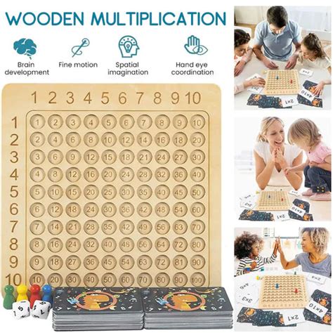 Wooden Montessori Multiplication Board Game Tohittheroad