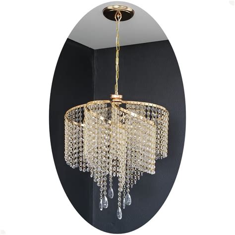 Lustre Lumin Ria Cristal Acr Lico Pendente Dourado Moderno Sala Quarto