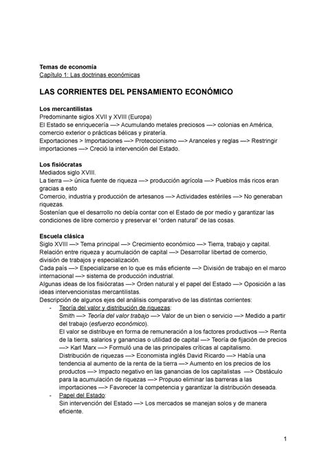 Temas De Economia Temas De Econom A Cap Tulo Las Doctrinas