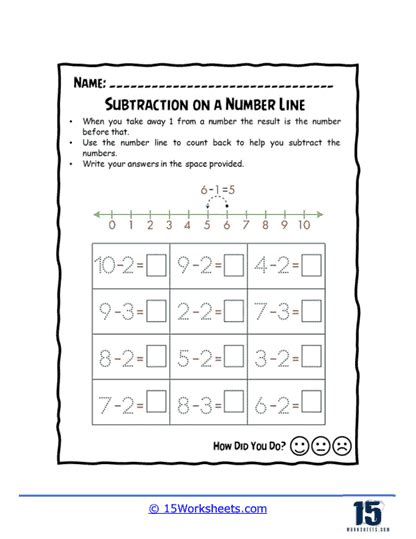 Number Line Subtraction Worksheets - 15 Worksheets.com