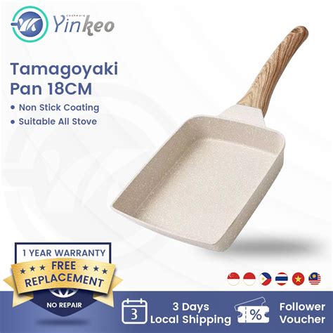 Yinkeo Tamagoyaki Omelette Pan Non Stick Egg Frying Pan Breakfast Pot