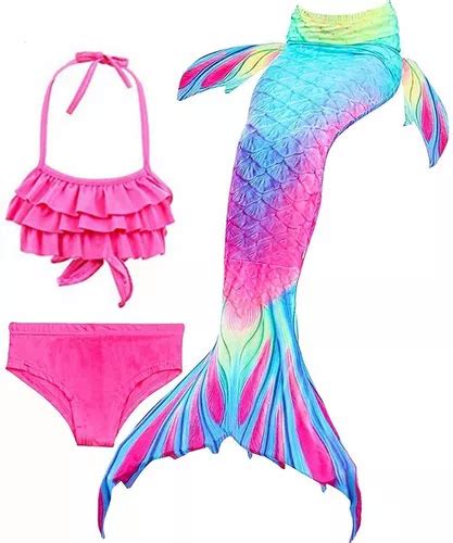 Set Sirena Cola Y Bikini Niñas Traje De Bañocontinuarlouis Meses sin interés