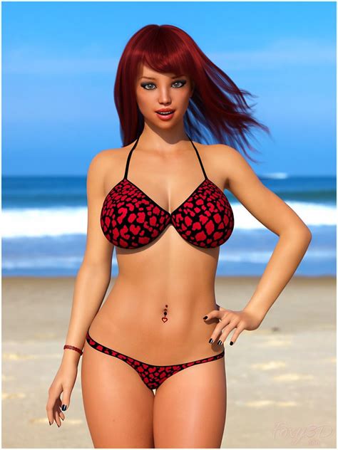 Amber Sexy Beach Babe D Render Digital Art By Foxy D