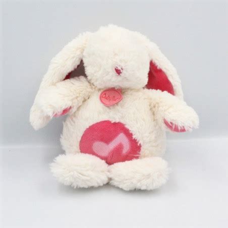 Doudou Musical Lapin Calins Blanc Rose BABY NAT