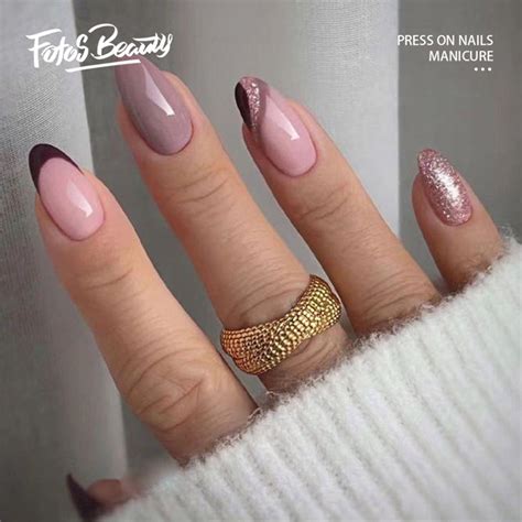 Fofosbeauty Pcs Almond Fake Nails Tips Medium Press On French Nails