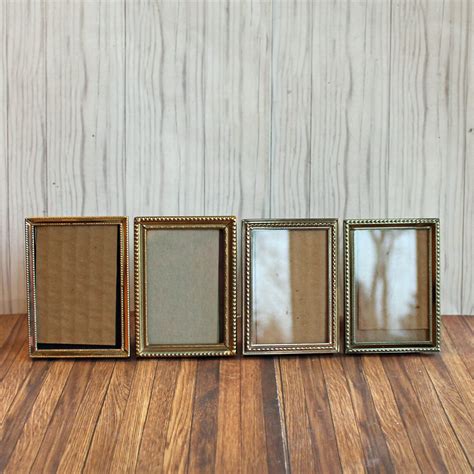 Vintage 2x3 Metal Gold Brass Colored Photo Picture Frame Set Of 4