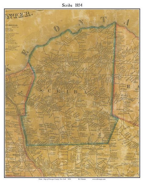 Scriba 1854 Old Town Map With Homeowner Names New York Reprint Genealogy Oswego County Ny Tm Etsy