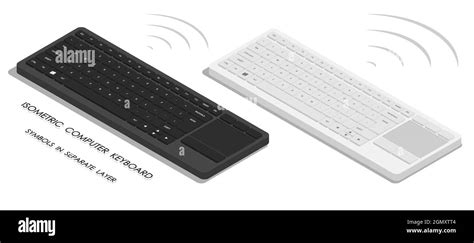 Isometric White And Black Wireless Personal Computer Keyboards English