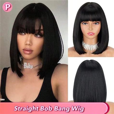 Perucas De Cabelo Humano Franja Cabelo Bob Curto Brasileiro Para