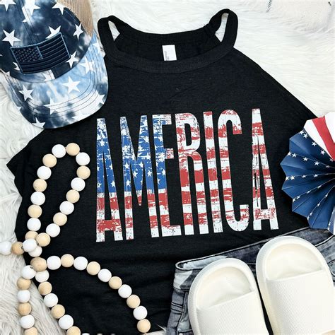 America Flag Background Rocker Tank