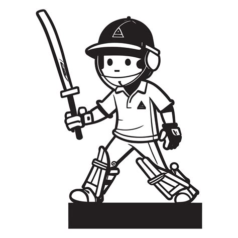 Cricket Player Vector Clipart Black And White Cricket Player Vector