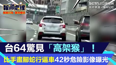 台64驚見「高架猴」！比手畫腳蛇行逼車42秒危險影像曝光│94看新聞 Youtube