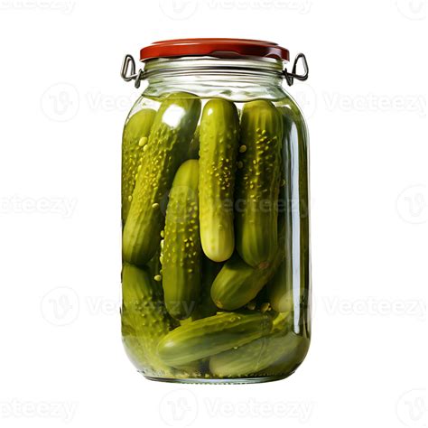 Ai Generated Preserved Green Pickles In Transparent Glass Jar 36409448 Png