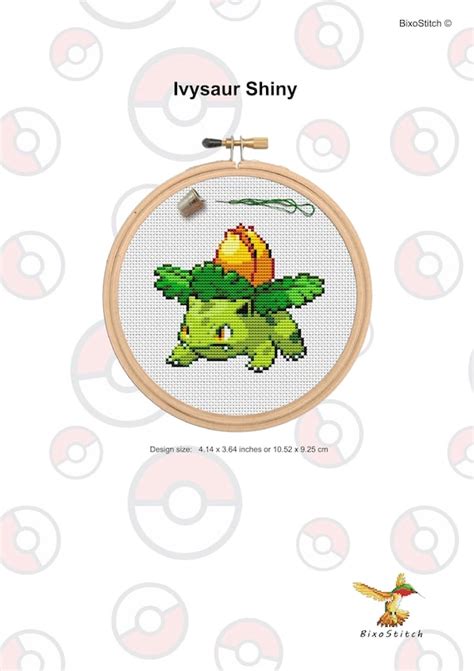 Pokemon Ivysaur Shiny Cross Stitch Pattern Pdf Files Instant Etsy