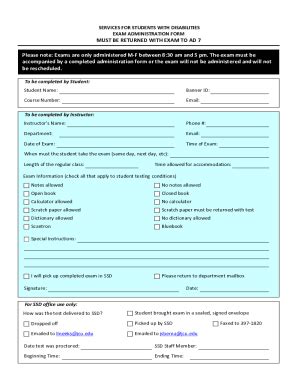 Fillable Online Webmedia Jcu Exam Adminstriation Form Fax Email Print