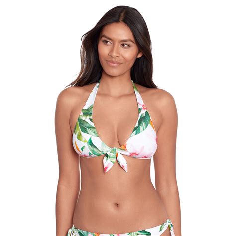 Triangel Bikini Bh Watercolor Tropical Floral Bedrukte Witte Fond