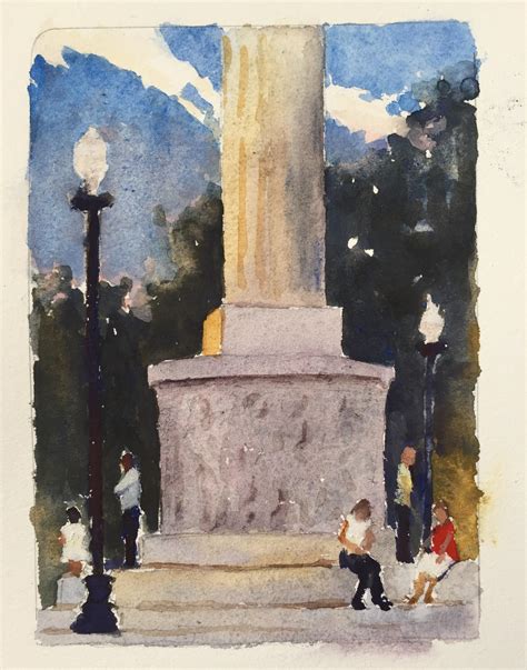 Logan Square Monument, 8 x 6, watercolor : r/LoganSquare