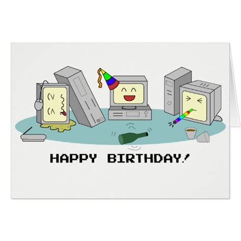 Happy Birthday Geeky Computer Card Lan Party Card Zazzle Co Uk