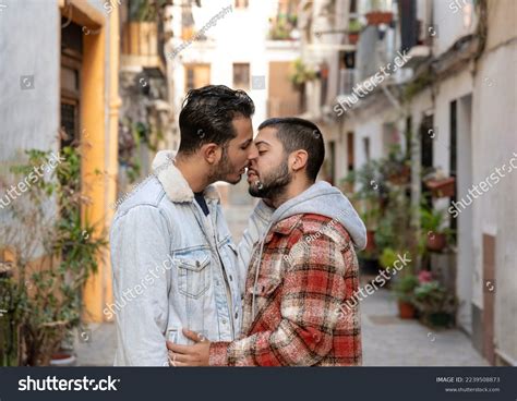 Gay Couple Love On Street Hugging Stock Photo 2239508873 Shutterstock