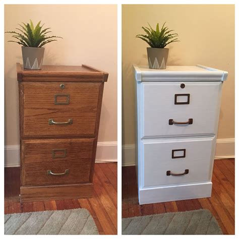 Small Wooden Filing Cabinet Before After Painted Semi Gloss White