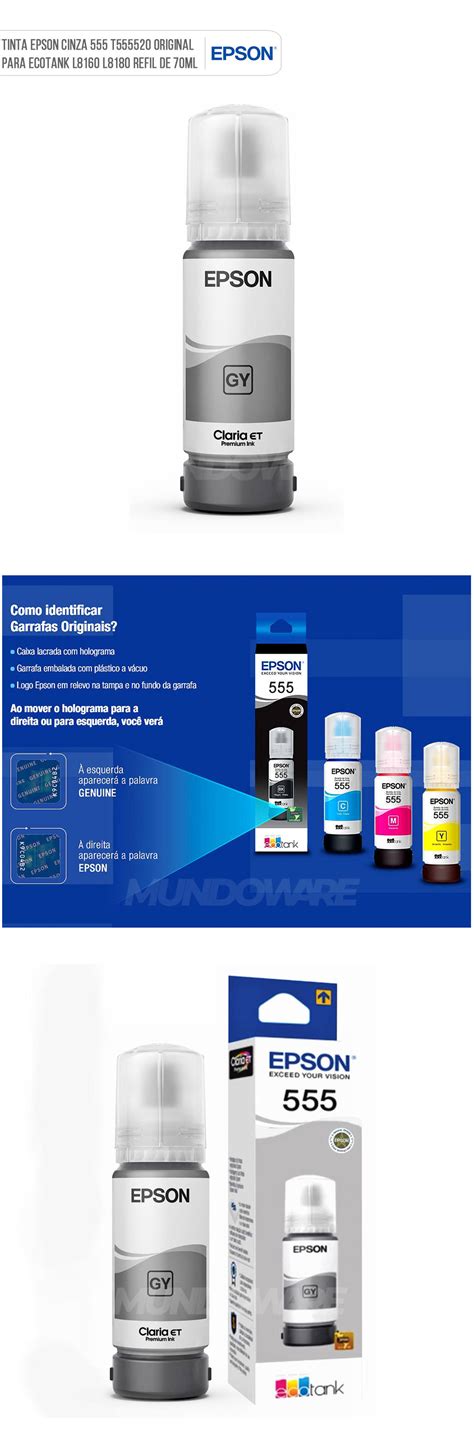 Tinta Epson T Cinza Original P Ecotank L L Mundoware