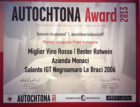 Le Braci Di Severino Garofano Vigneti E Cantine Premiato Ad