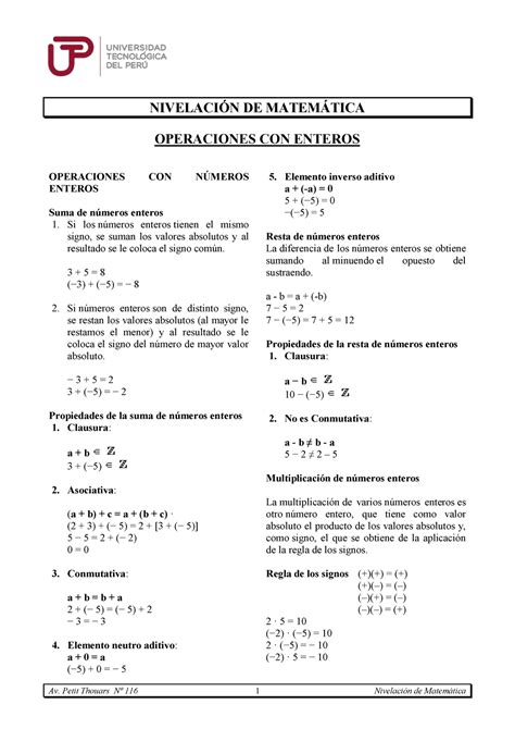 S01 s1 Resolver ejercicios Av Petit Thouars Nº 116 1 Nivelación de