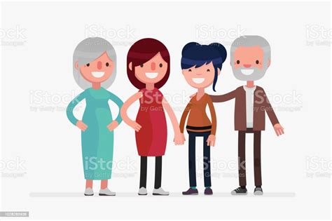 Happy Families Isolated Vector Illustration Stock Illustration