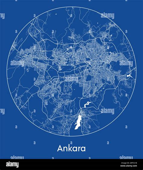 City Map Ankara Turkey Asia Blue Print Round Circle Vector Illustration