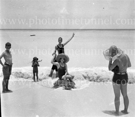 Women Posing On A Sea Turtle Great Barrier Reef Circa 1930 2