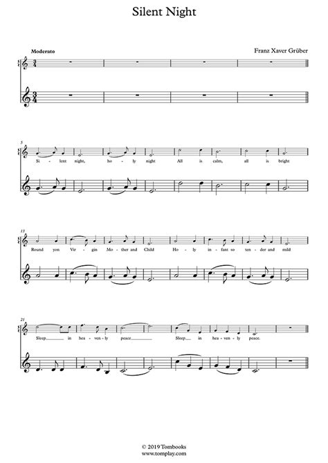 Free Sheet Music Gruber Franz Xaver Silent Night Trumpet Solo