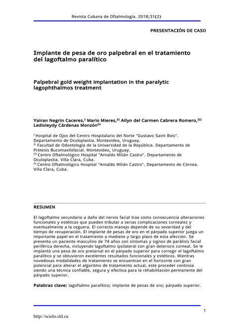 (PDF) Palpebral gold weight implantation in the paralytic lagophthalmos treatment