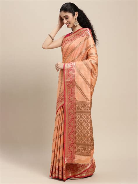 Peach Ethnic Motifs Sarees Buy Peach Ethnic Motifs Sarees Online In India