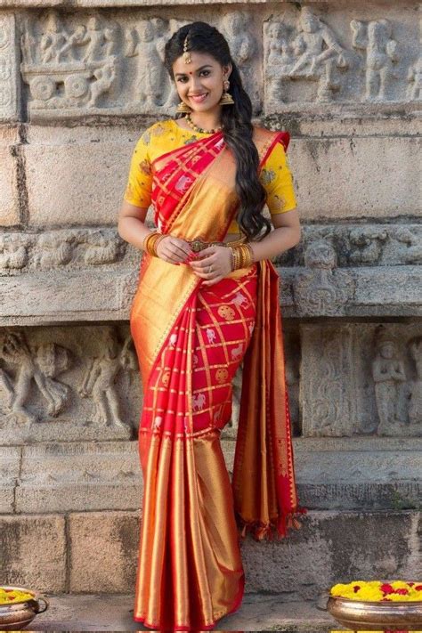 Keerthy Suresh Beautiful South Indian Actress Talented Kerala Actress Bridal Saree Wedding