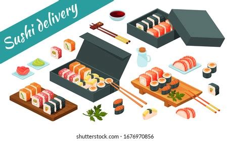 Sushi Delivery Service Asian Menu Food Stock Vector Royalty Free