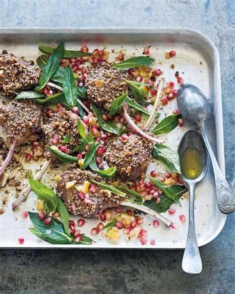 Dukkah Lamb Cutlets With Mint And Pomegranate Salad Recipe Lamb