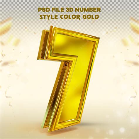 Premium Psd Number 7 3d Render Collection With Color Gold