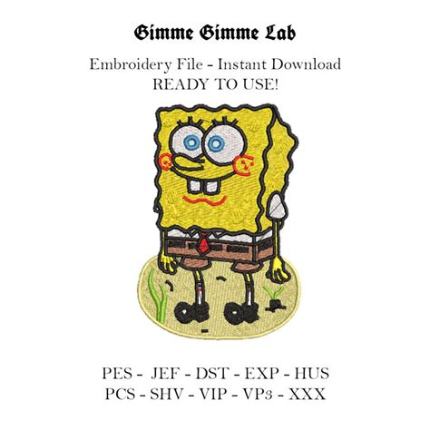 Spongebob Squarepants Embroidery Design Embroidery Design Etsy