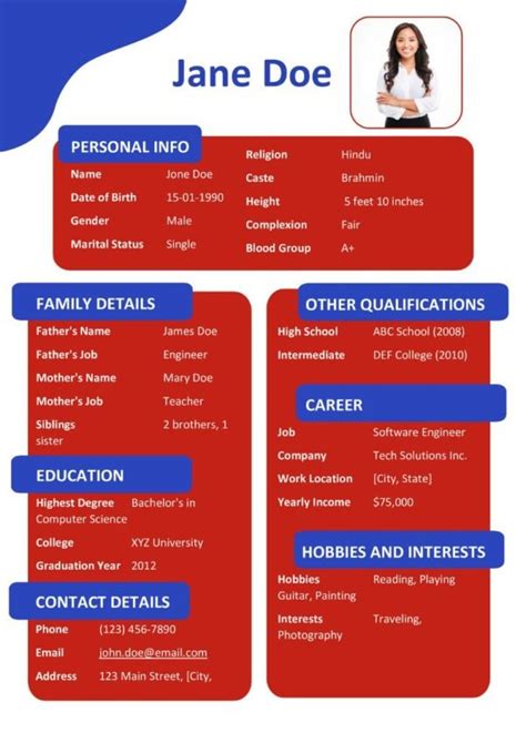 Template For Marriage Biodata Professional Biodata Format For Marriage