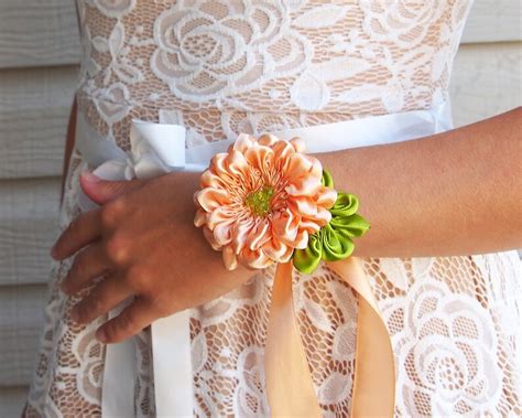 Dahlia Wrist Corsage 12 Colors Silk Flower Corsage Prom Etsy