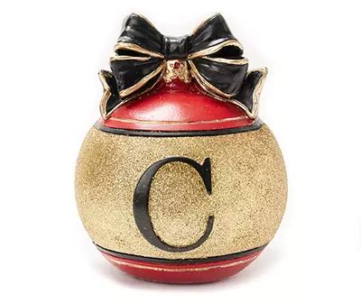 "C" Monogram Red & Gold Ornament Tabletop Decor | Big Lots