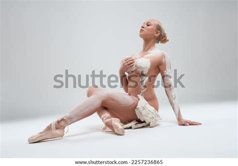 Nude Woman Covered Gypsum Pointes Like Stock Photo 2257236865